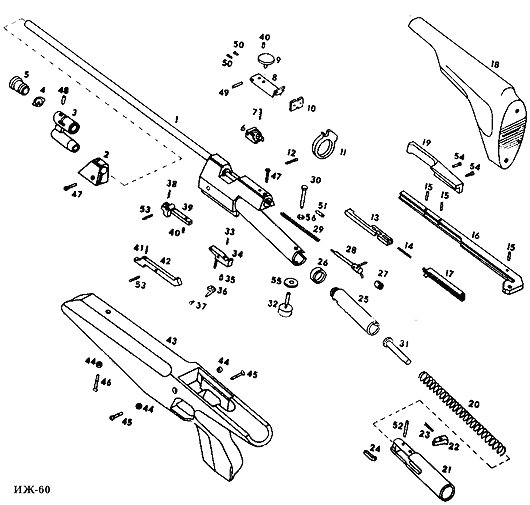 Схема винтовки ИЖ-60
